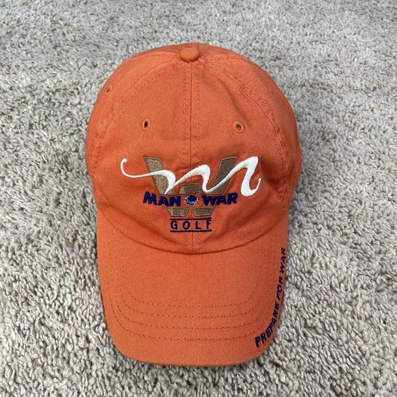 American Dry Goods Man Of War Golf Hat Myrtle Beach Orange OSFA Strapback Cap - Picture 10 of 10